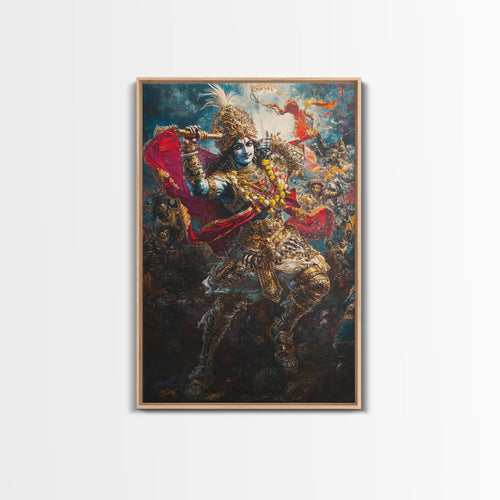 Krishna Wall Art, Radha Krishna Framed Canvas Print, Indian Hindu Wall Art