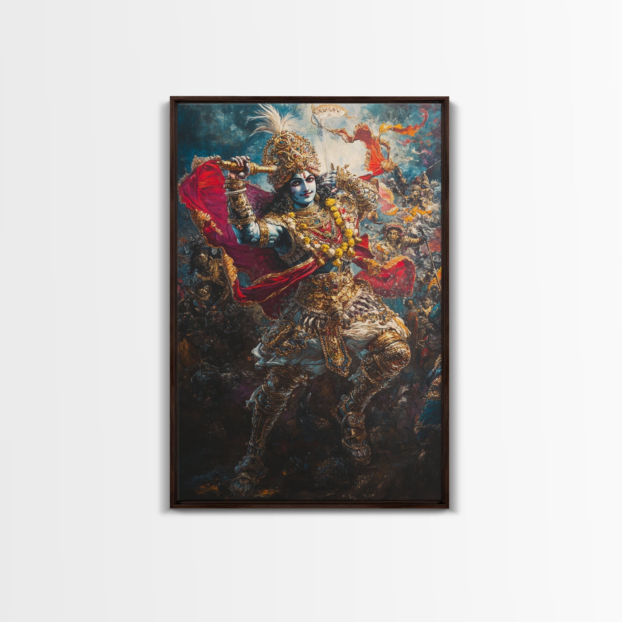 Krishna Wall Art, Radha Krishna Framed Canvas Print, Indian Hindu Wall Art