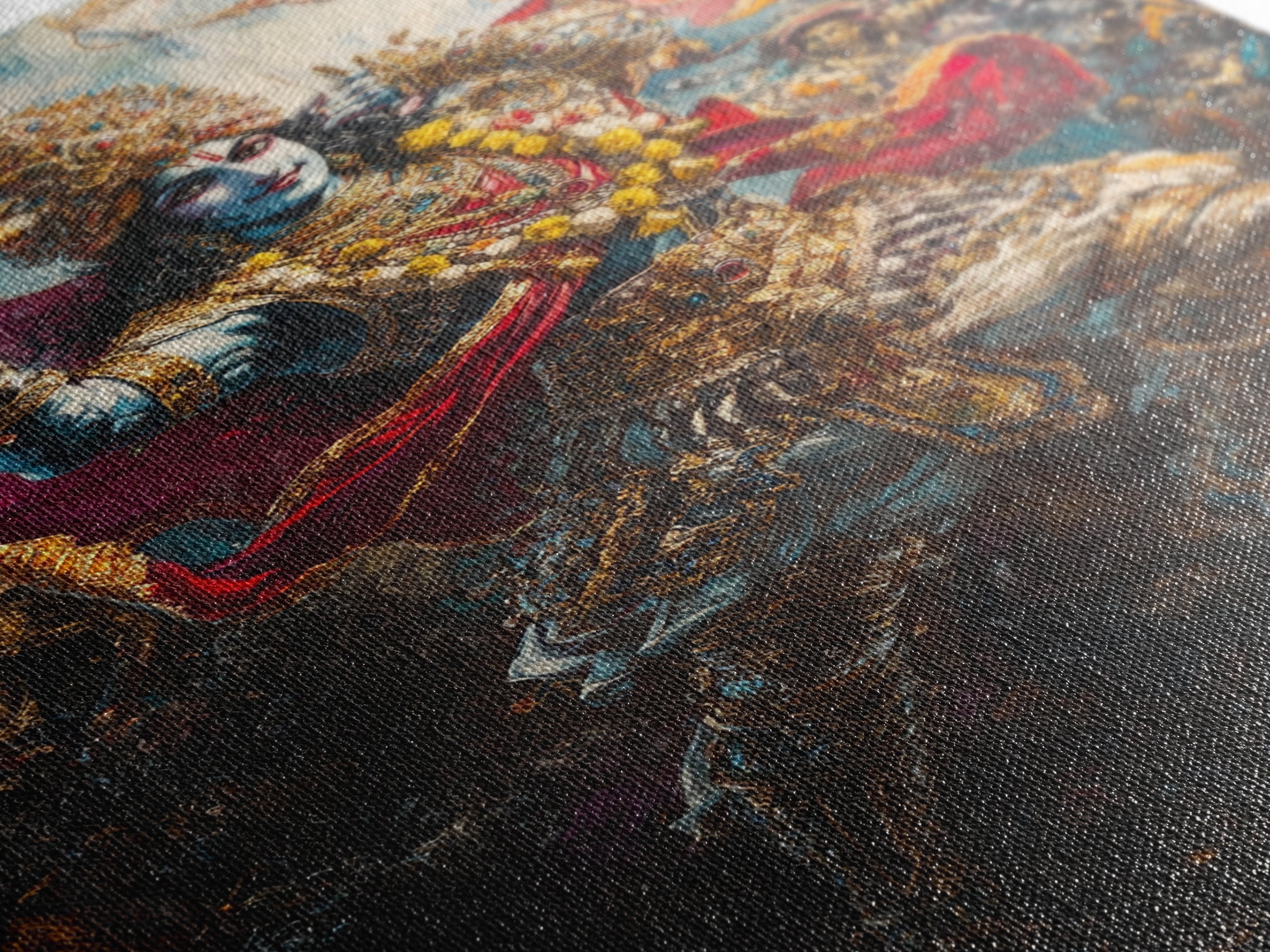 Krishna Wall Art, Radha Krishna Framed Canvas Print, Indian Hindu Wall Art