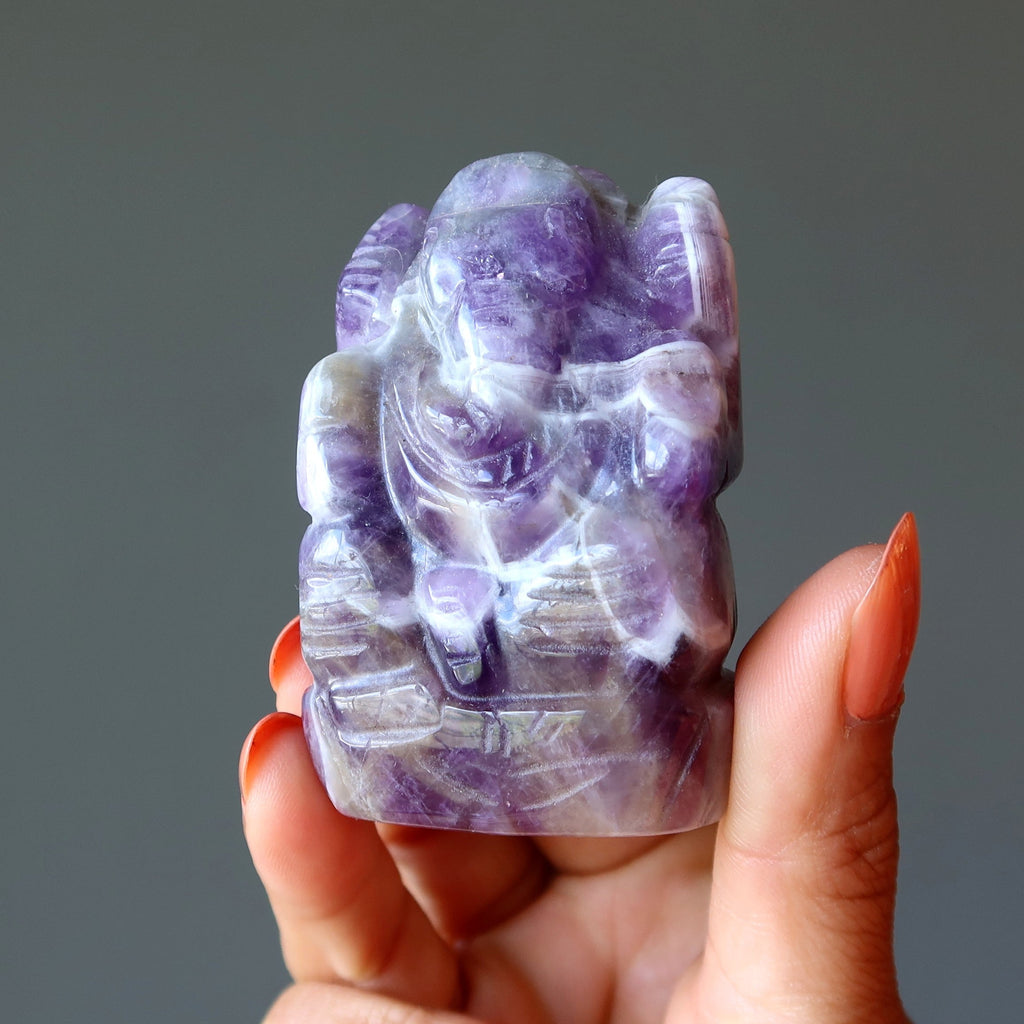 Amethyst Ganesha Statue – Hand-Carved Spiritual Crystal Idol from India