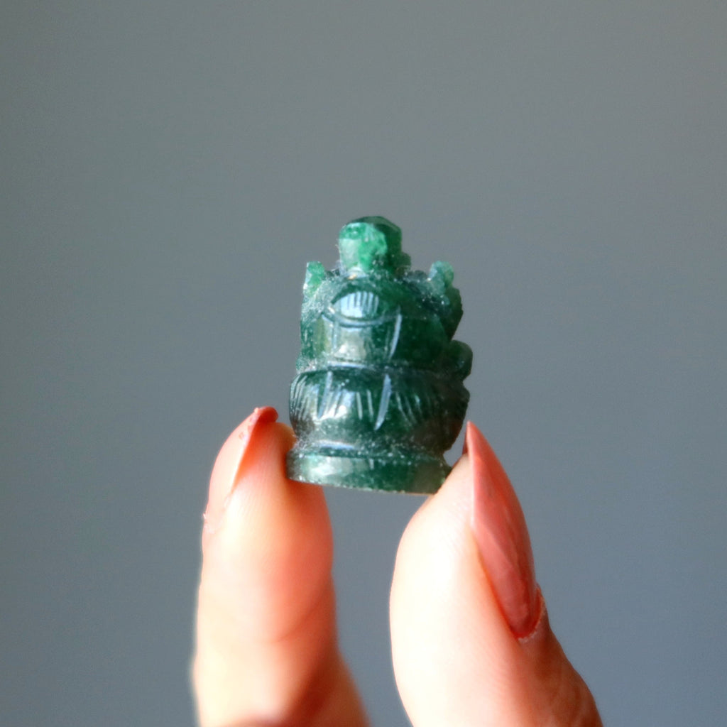 Aventurine Ganesh Elephant God Statue Green or Red