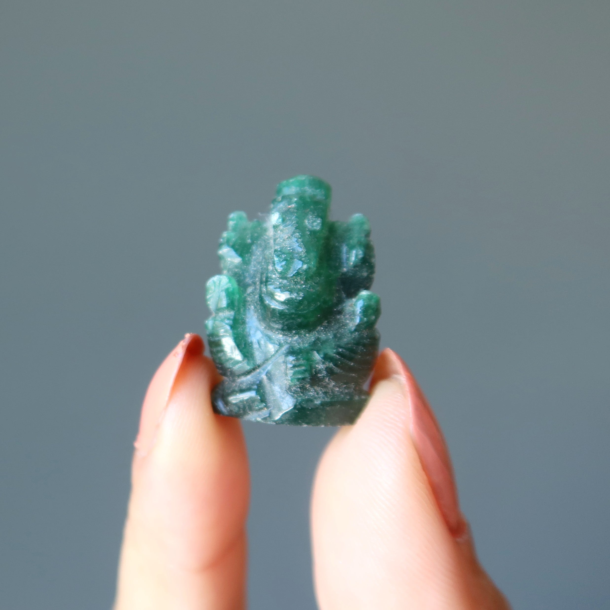 Aventurine Ganesh Elephant God Statue Green or Red