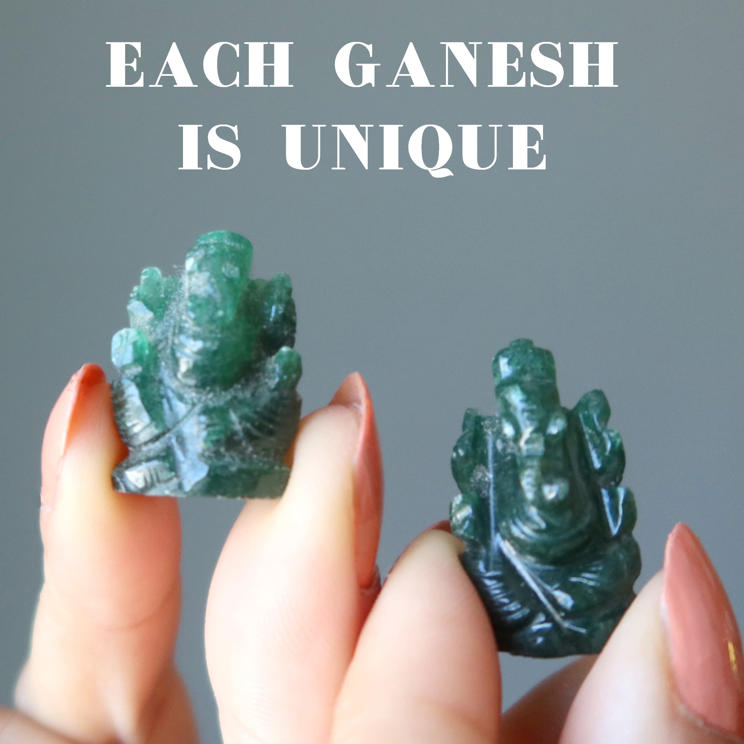 Aventurine Ganesh Elephant God Statue Green or Red