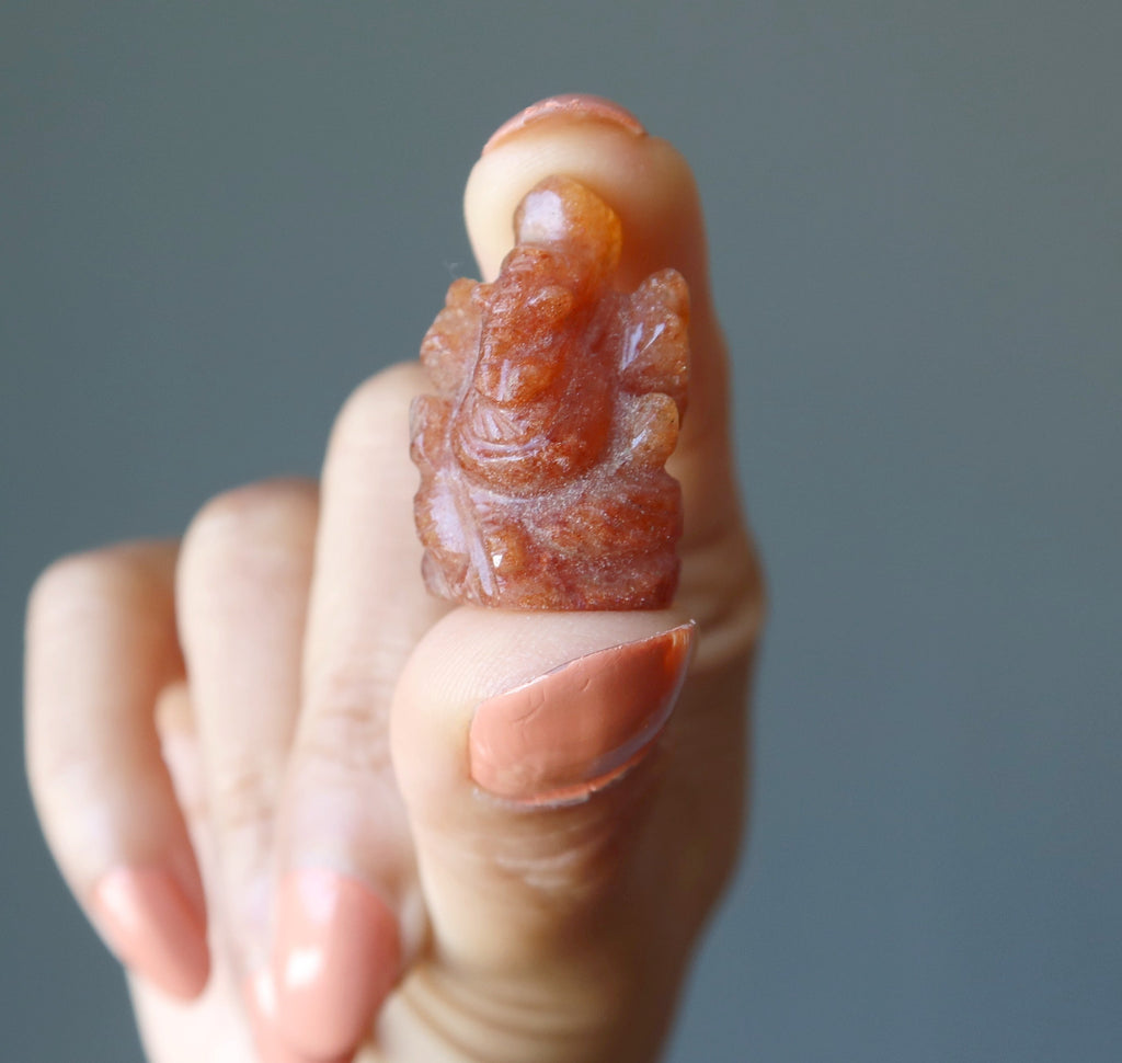 Aventurine Ganesh Elephant God Statue Green or Red