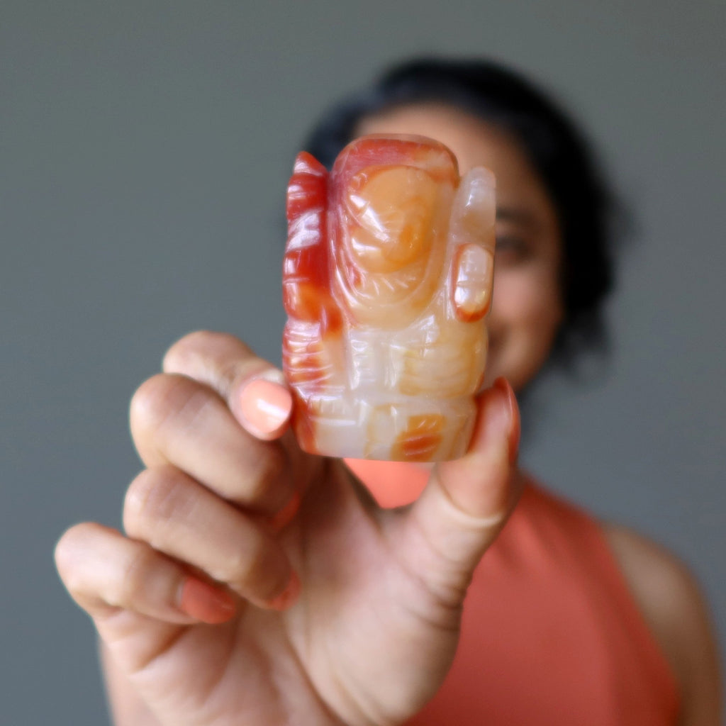 Carnelian Ganesha Statue – Hand-Carved Crystal for Creativity & New Beginnings