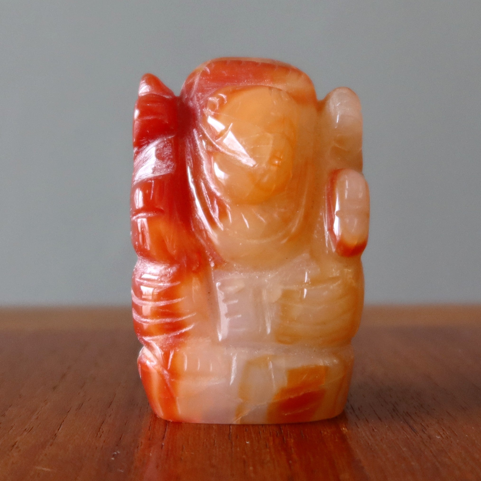 Carnelian Ganesha Statue – Hand-Carved Crystal for Creativity & New Beginnings
