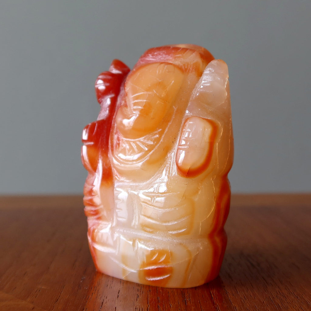 Carnelian Ganesha Statue – Hand-Carved Crystal for Creativity & New Beginnings